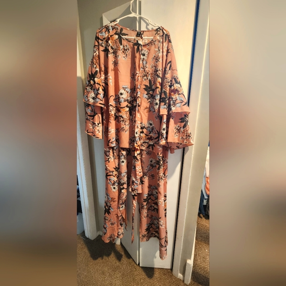 Shein curve flounce sleeve high low hem